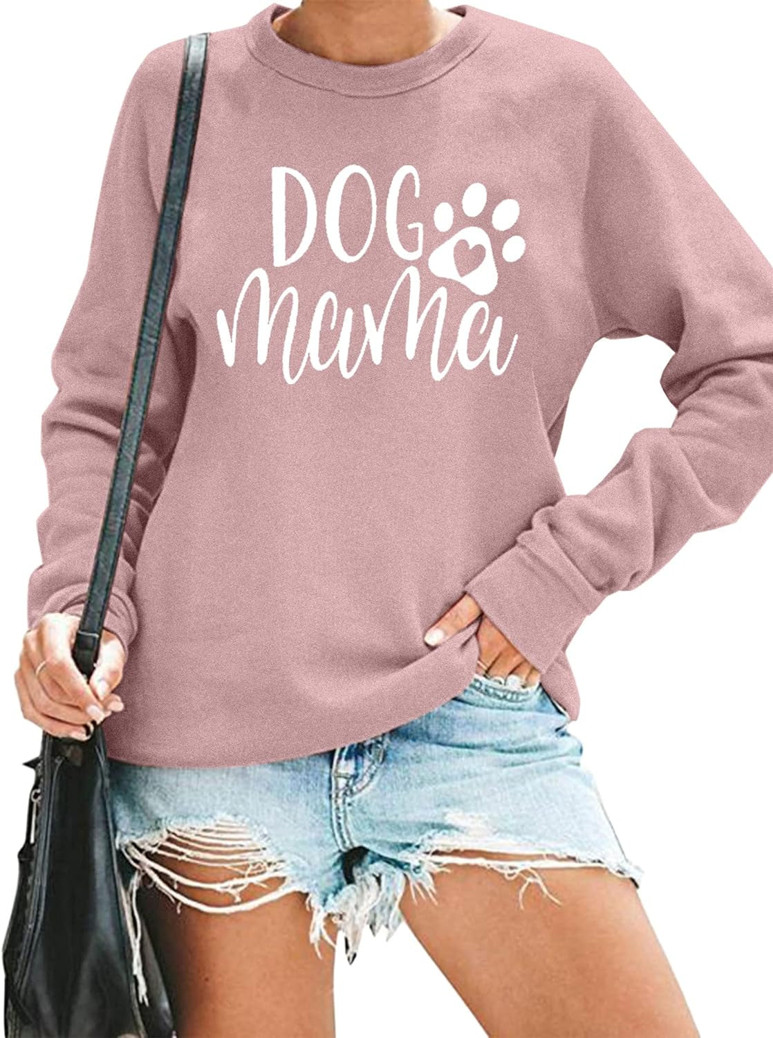 Dog Mom Sweatshirt Women Dog Mama Shirt Pullover Cute Dog Sweater Long Sleeve Letter Print Tshirt Tops