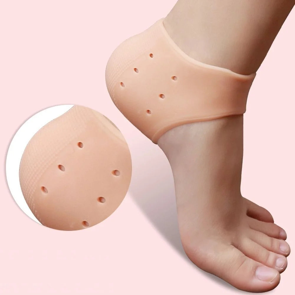 2Pcs Silicone Feet Care Socks Moisturizing Gel Heel Thin Socks with Hole Cracked Foot Skin Care Protectors Foot Pedicure Tools