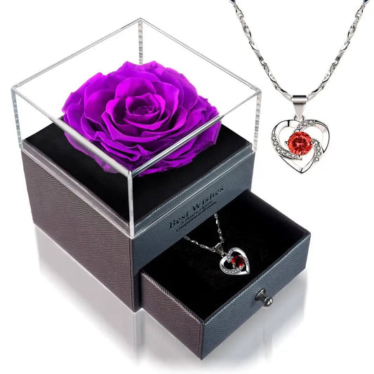 Preserved Rose Holiday Birthday Gifts for Women Mom Girlfriend Gifts for Mom Grandma Wife Daughter Sister No Necklace