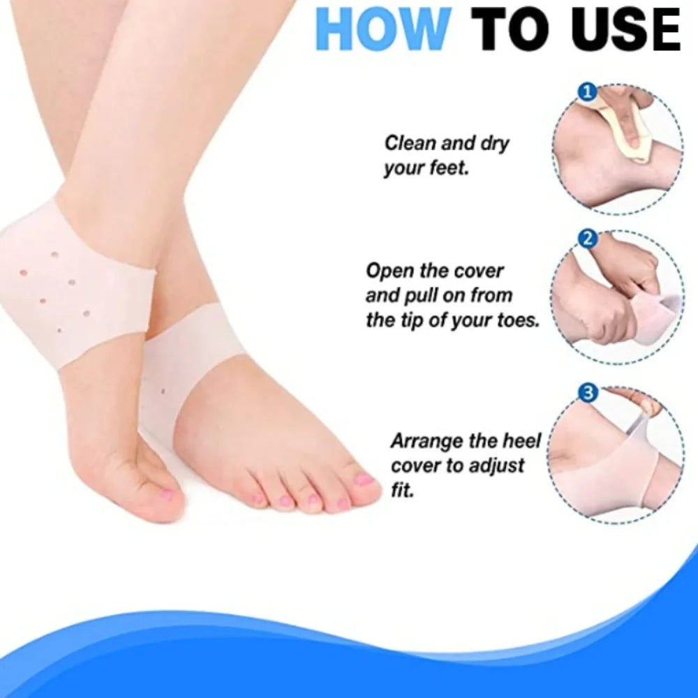 2Pcs Silicone Feet Care Socks Moisturizing Gel Heel Thin Socks with Hole Cracked Foot Skin Care Protectors Foot Pedicure Tools